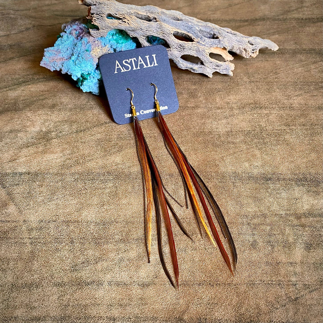 Earrings-FREEBIRDS COLLECTION: Mini Feather-Fawn & Black