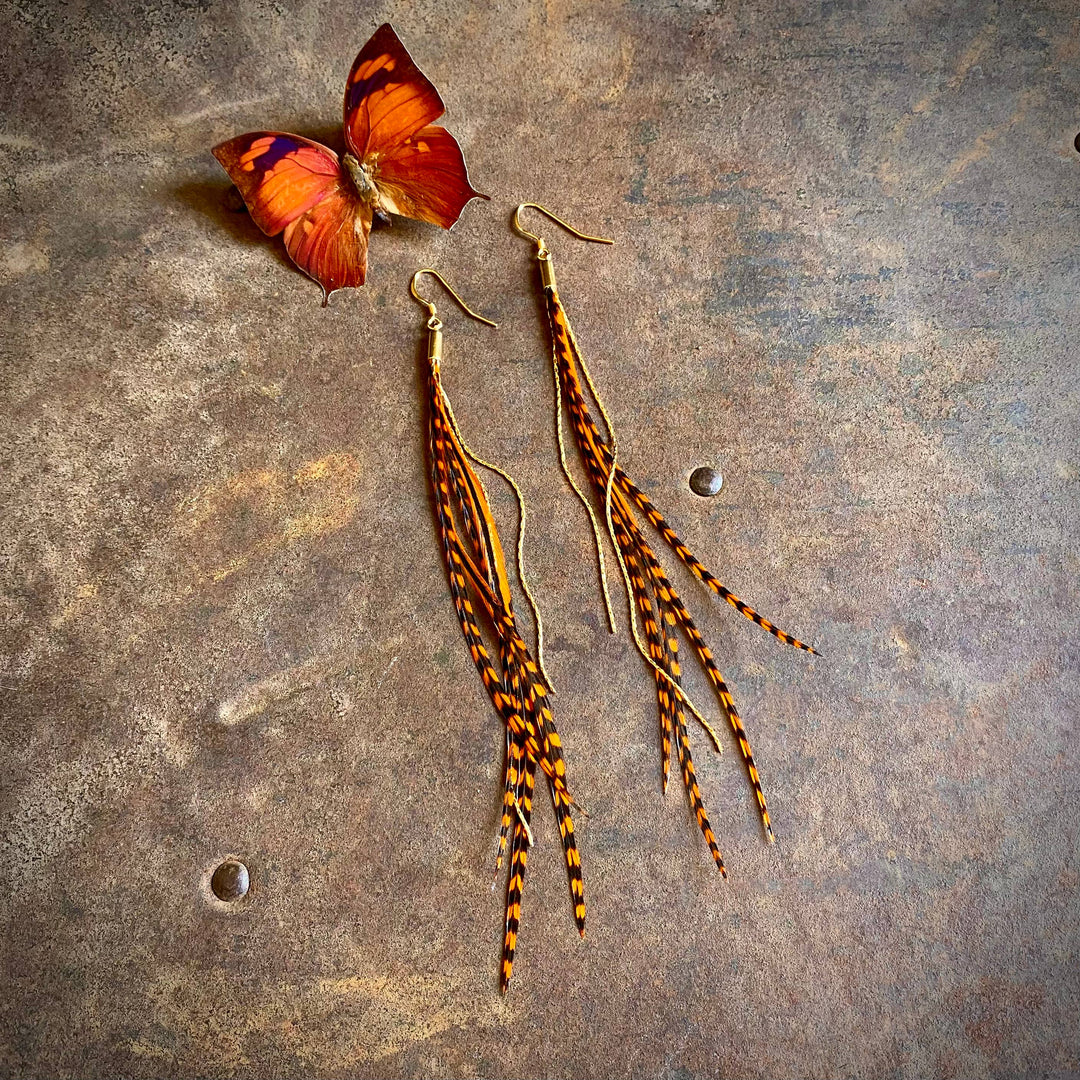 Earrings-FREEBIRDS COLLECTION: Mini Feather-Burnt Orange