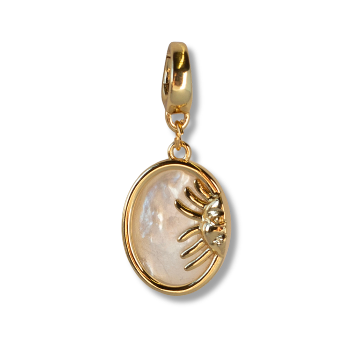 Gold Charm Sun Medallion Mother of Pearl